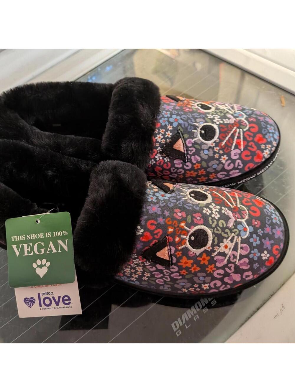 BOBS by Skechers CAT TOO COZY Slippers Memory Foam Women's Size 9 Vegan NWT